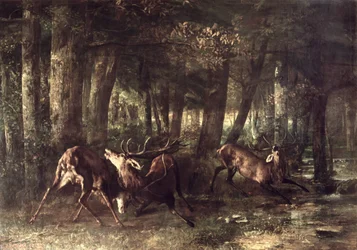 Frühling, kämpfende Hirsche, 1861